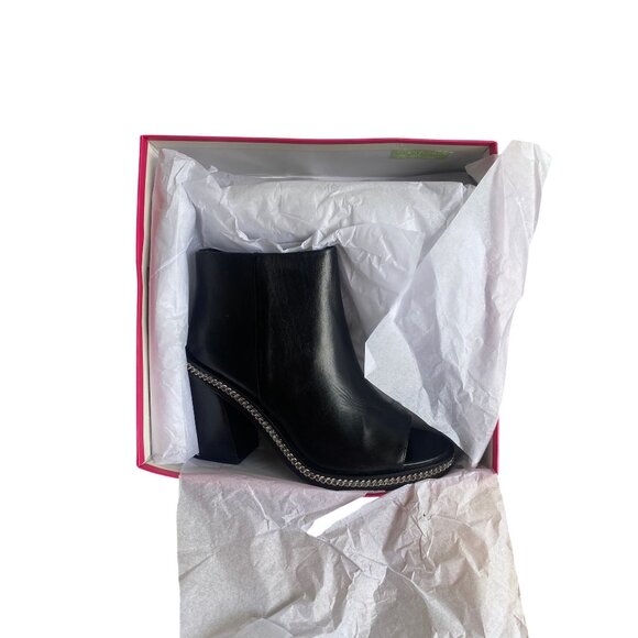 Vince Camuto VC-Bitnny Black Cow Paradise Leather Open Toe Booties Size 9M New - Picture 9 of 15